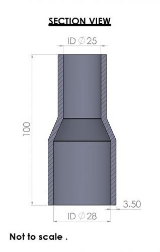 28-25mm Straight Reducer Silicone Hose