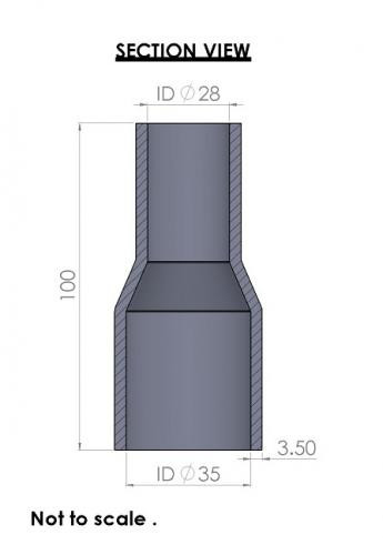 35-28mm Straight Reducer Silicone Hose