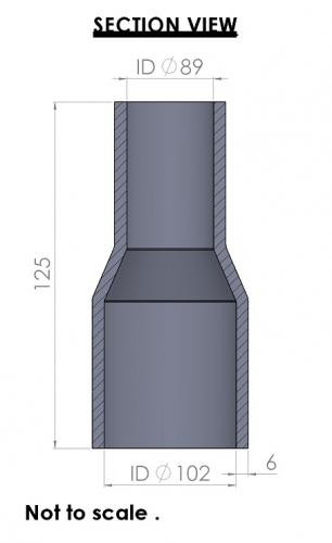 102-89mm Straight Reducer Silicone Hose