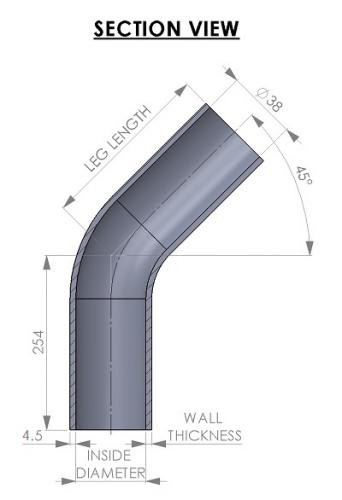Fuel Filler Hose 38mm 45° Elbow