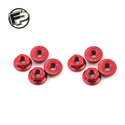 Factory Pro 4mm Alloy Serrated Wheel Nut 8pcs For RC Car Red