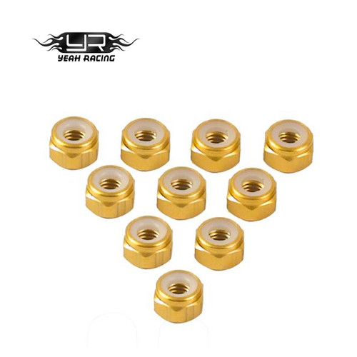 Yeah Racing 4mm Alloy Lock Nut 10pcs For RC Car Gold