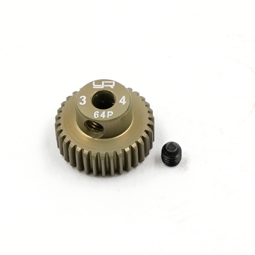 Yeah Racing Aluminium 7075 Hard Coated Motor Gear/Pinions 64P 34T