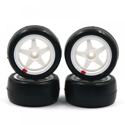 Kawada KM28 VX Complete Slick Tire 4 pcs w/ White Rim For 1/10 M-Chassis Kawada KM28 VX Complete Slick Tire 4 pcs w/ White Rim For 1/10 M-Chassis