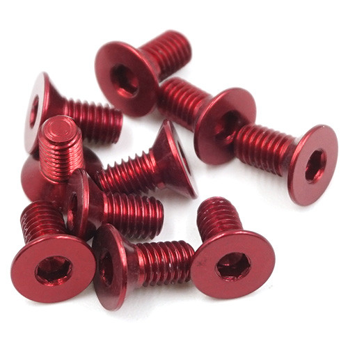 Aluminium Red Screw 3x6mm Hex Socket Flat Head Screw 10pcs