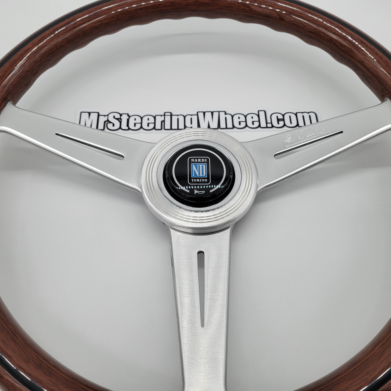 Nardi ND Classic 360mm Wood Silver Steering Wheel | MrSteeringWheel