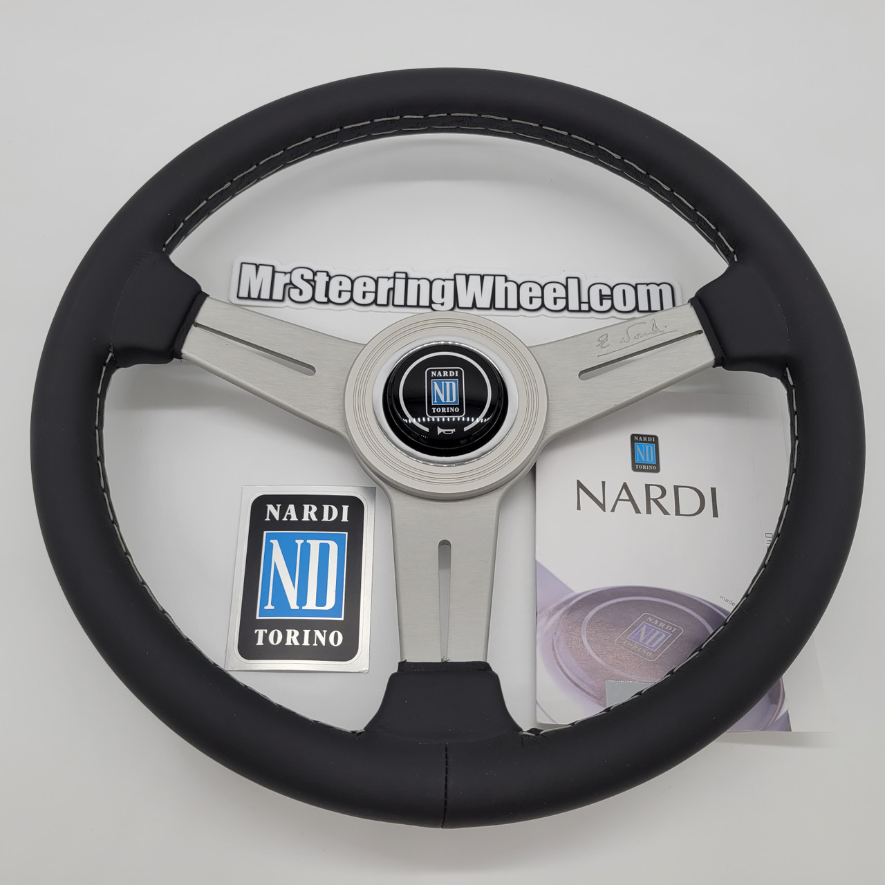 Nardi ND Classic 330mm Leather SIlver Steering Wheel | MrSteeringWheel