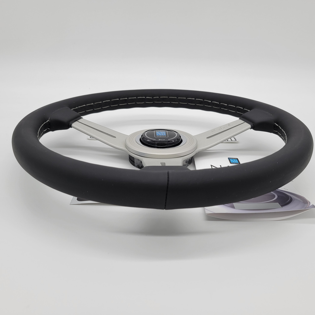 Nardi ND Classic 330mm Leather SIlver Steering Wheel | MrSteeringWheel