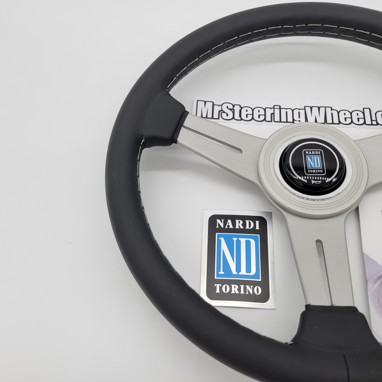 Nardi ND Classic 330mm Leather SIlver Steering Wheel | MrSteeringWheel