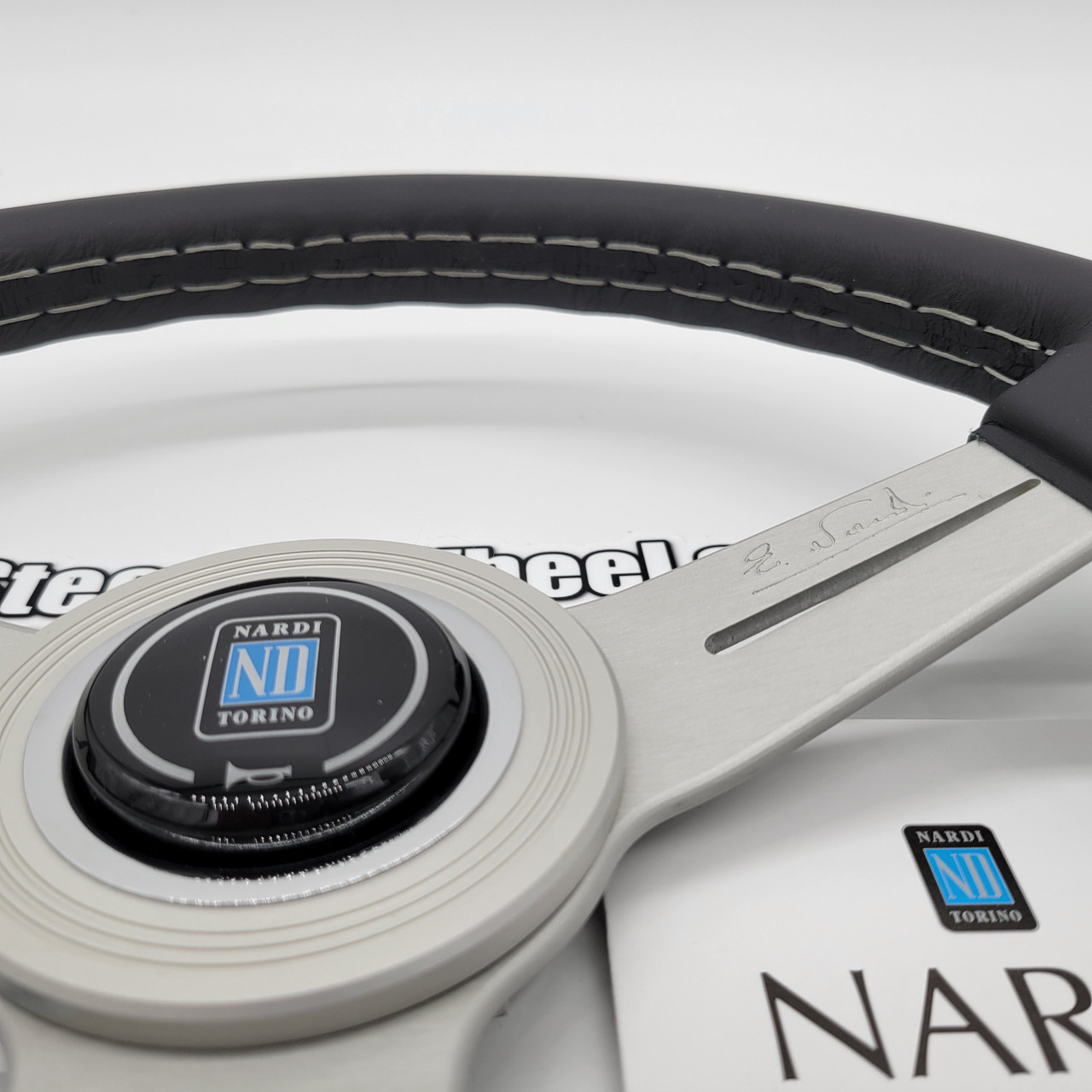 Nardi ND Classic 330mm Leather SIlver Steering Wheel | MrSteeringWheel