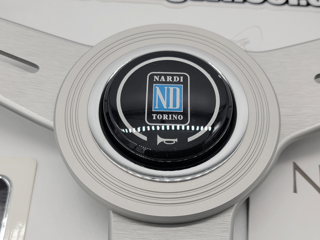 Nardi ND Classic 340mm Leather Silver Steering Wheel | MrSteeringWheel