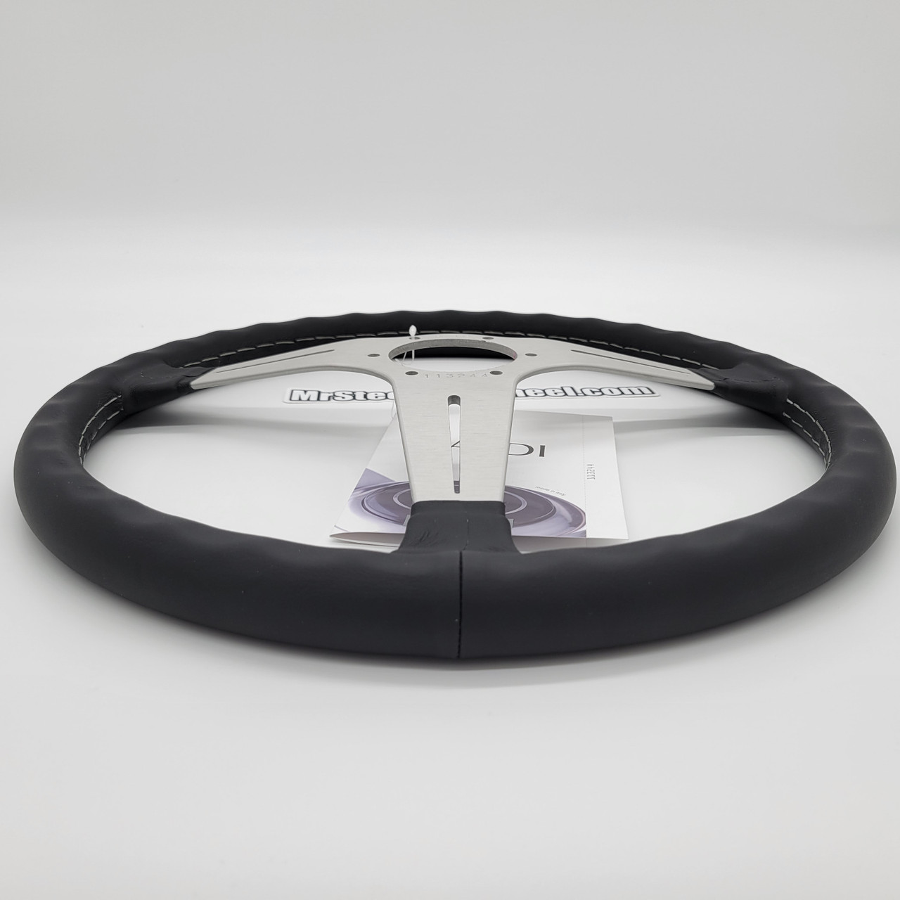 Nardi ND Classic 390mm Leather Silver Steering Wheel | MrSteeringWheel