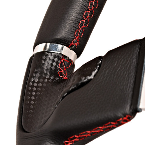 NRG Reinforced Steering Wheel (320mm Horizontal / 330mm Vertical) Leather w/Red Stitching