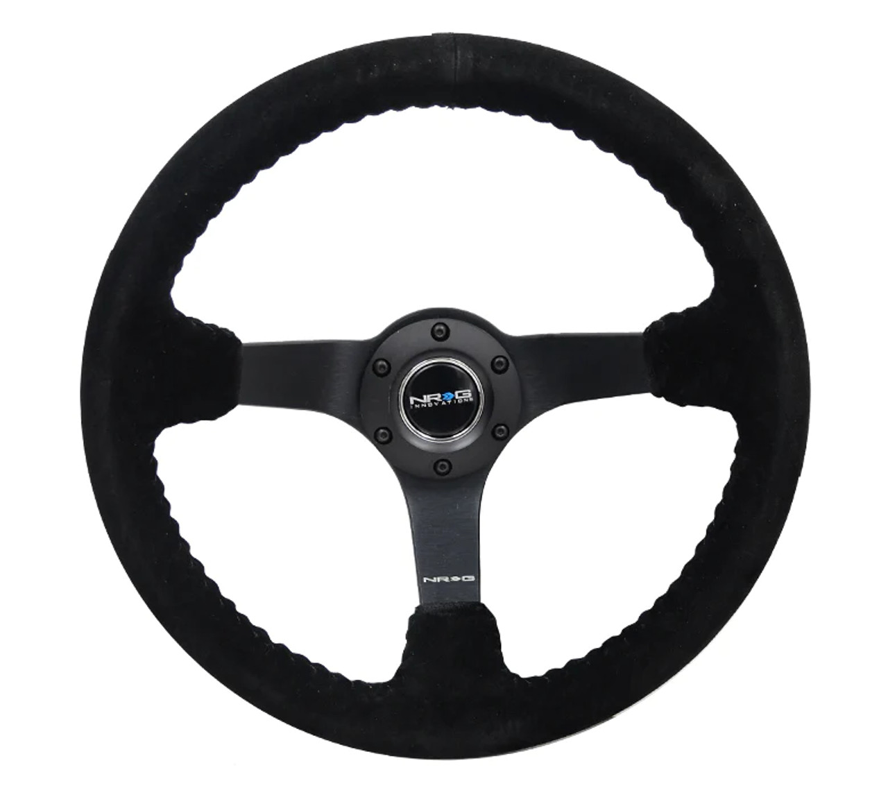 NRG ステアリング 3スポーク 350mm NRG 350mm Suede Steering Wheel 3″ Deep Dish Slit Spoke