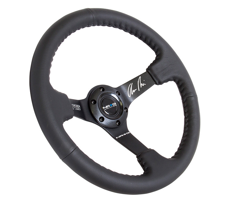NRG Race Series Black Leather Sport Steering Wheel | MrSteeringWheel