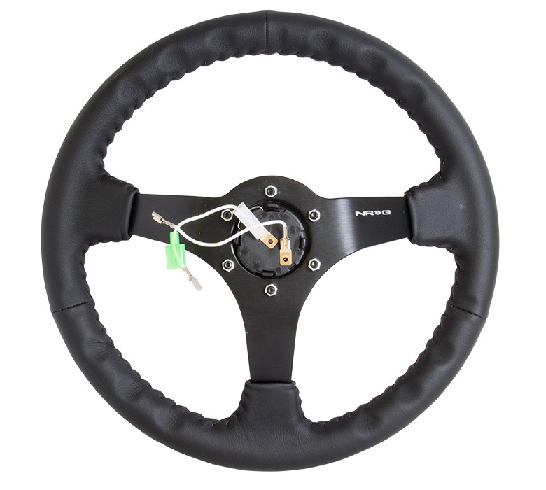 NRG Race Series Black Leather Sport Steering Wheel | MrSteeringWheel