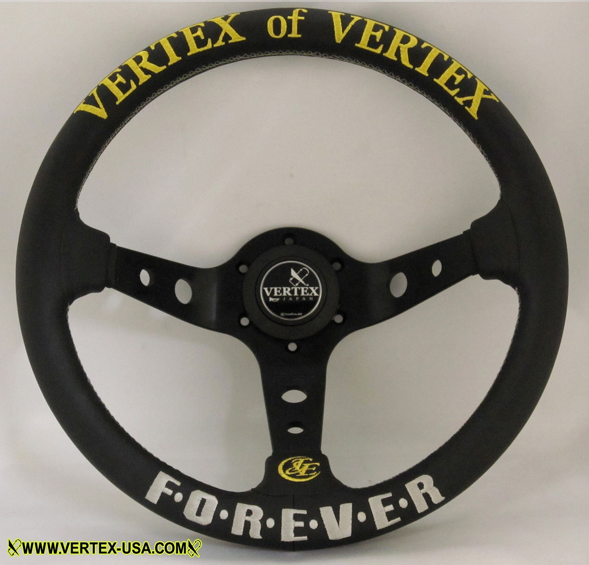 ベルテックス VERTEX ステアリング ディープコーンFOREVER 33パイ Vertex FOREVER 330mm Black Leather with Gold Stitch Steering Wheel