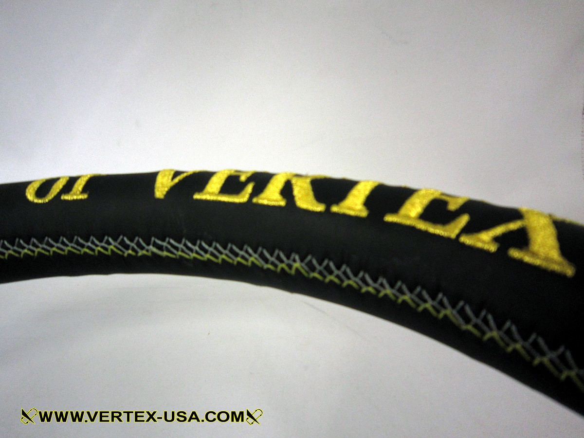 Vertex FOREVER 330mm Black Leather with Gold Stitch Steering Wheel