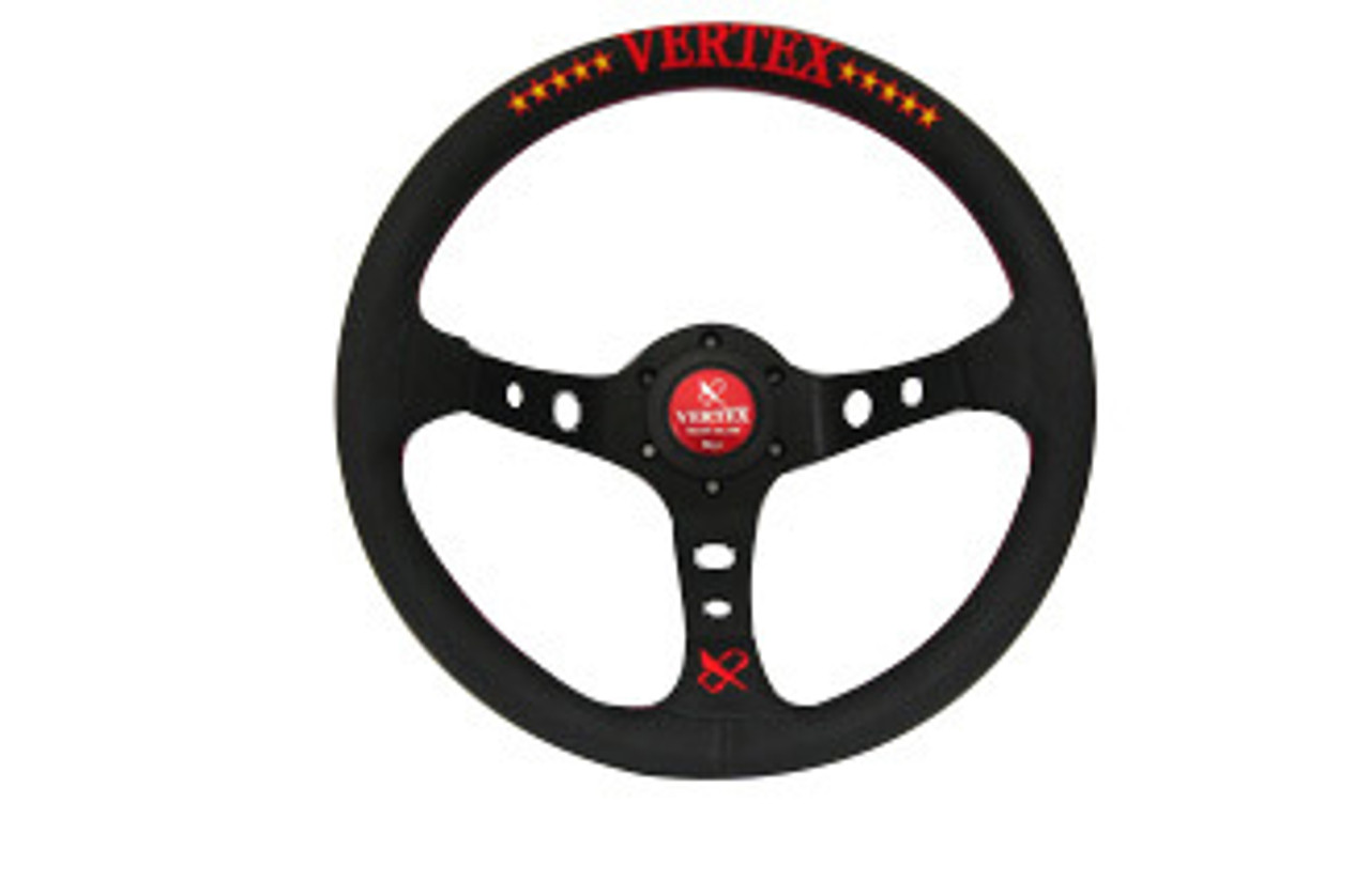 Vertex 10 STAR 330mm Black Leather Red Stitch Steering Wheel