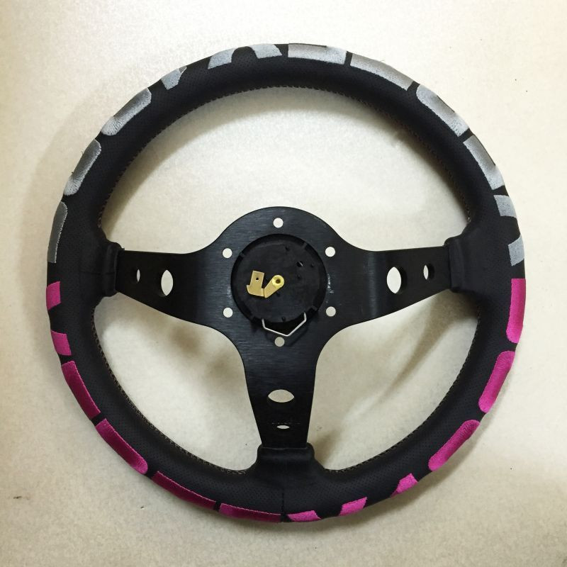 Vertex 1996 350mm Black Leather Pink and White Stitch