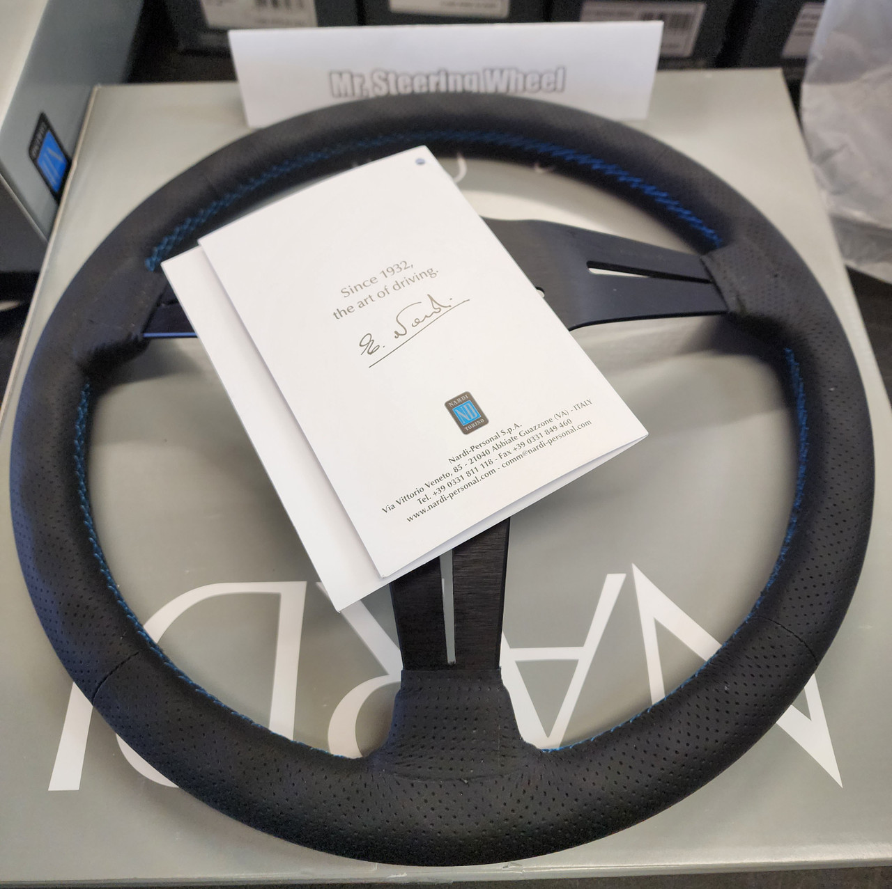 Nardi Deep Corn Blue Stitch Steering Wheel | MrSteeringWheel