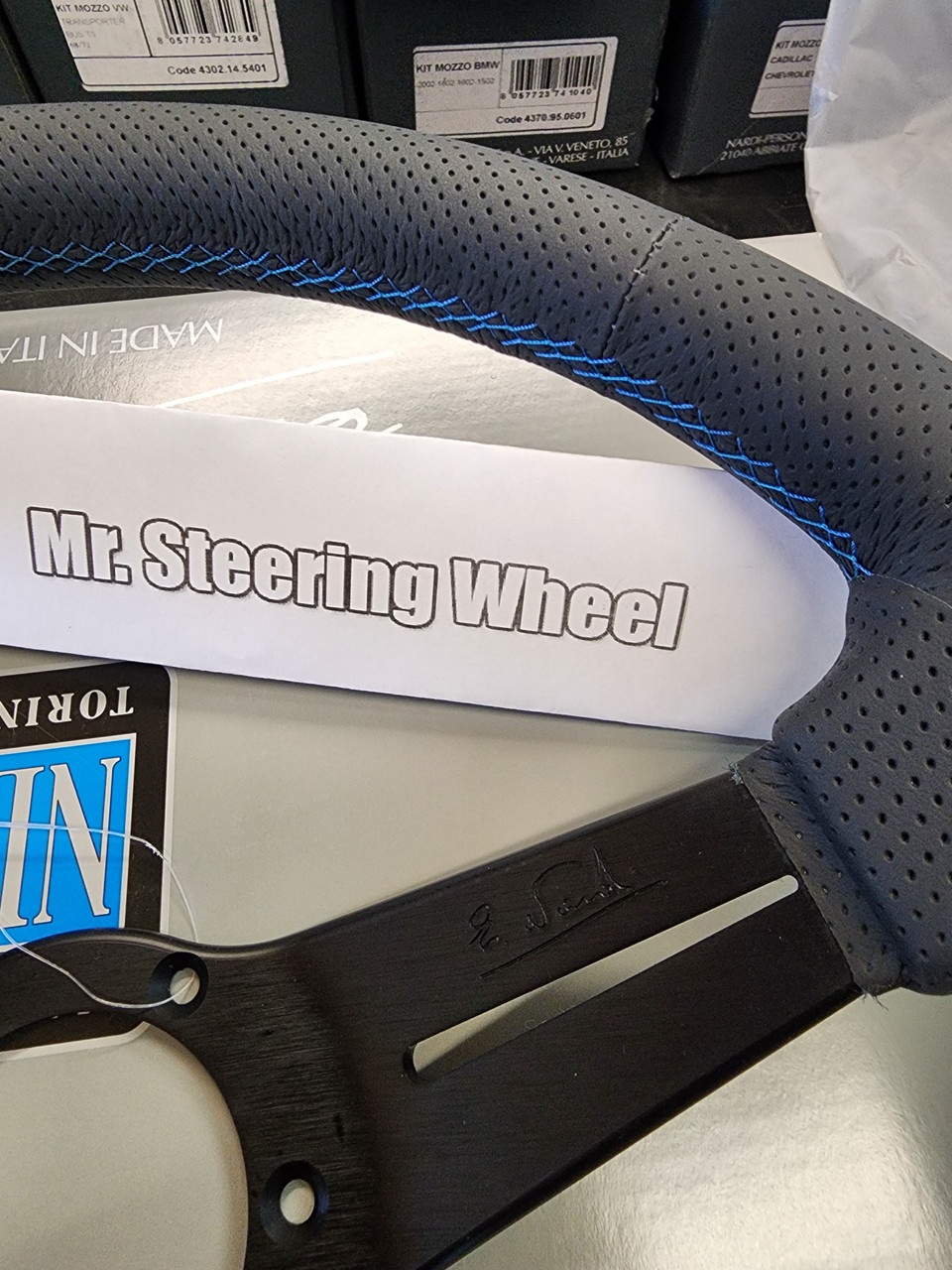 Nardi Deep Corn Blue Stitch Steering Wheel | MrSteeringWheel