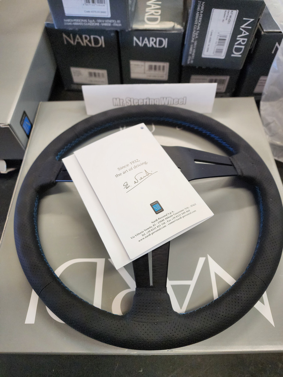 Nardi Deep Corn Blue Stitch Steering Wheel | MrSteeringWheel
