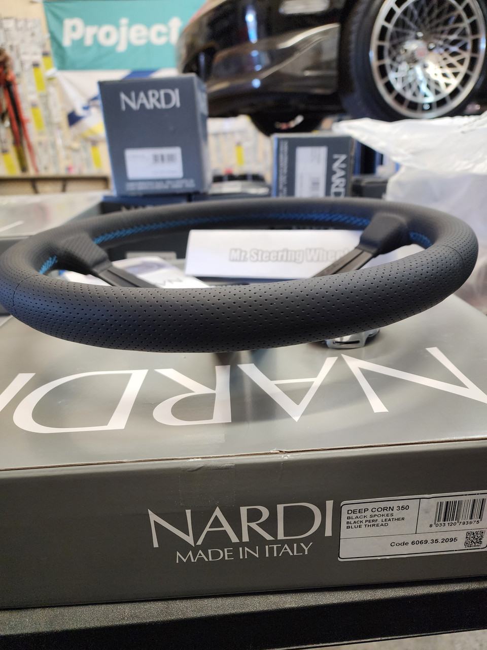 Nardi Deep Corn Blue Stitch Steering Wheel | MrSteeringWheel
