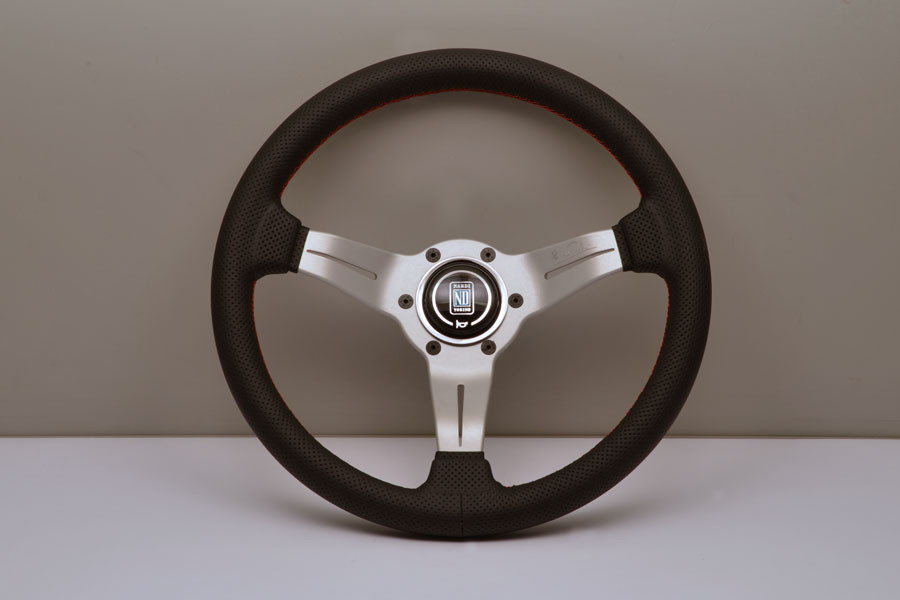 Nardi Deep Corn 330mm Leather Red Stitching Silver Steering Wheel