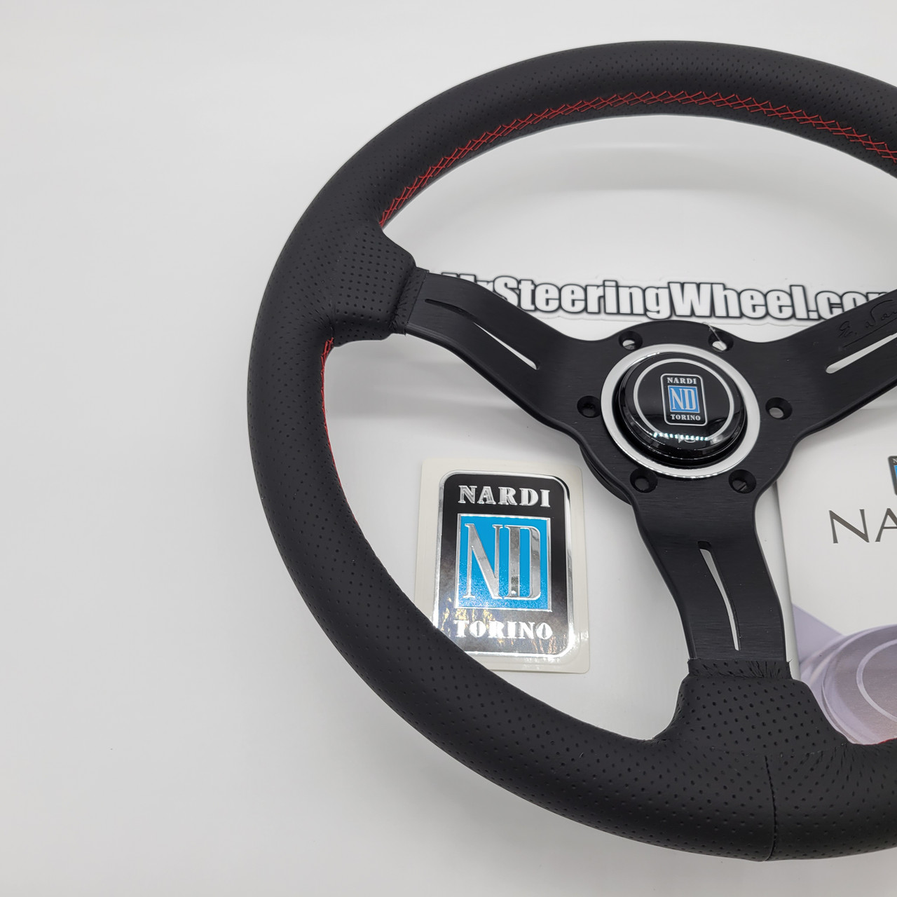 Nardi Deep Corn 330mm Leather Red Stitching Steering Wheel