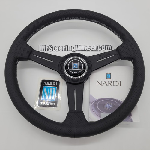 Nardi ND Classic 340mm Black Leather Grey Stitch - 6062.34.2092