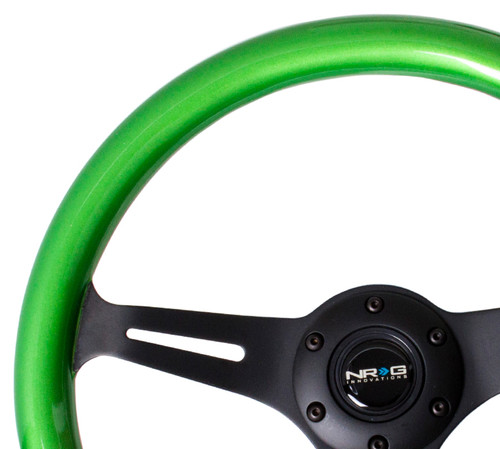 NRG Classic Wood Grain Wheel, 350mm, 3 spoke center in black - Green