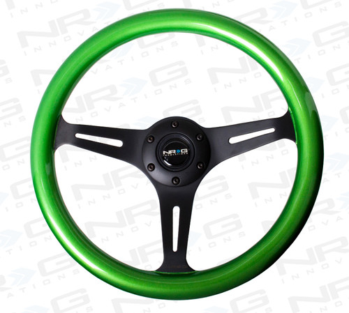 ST-015BK-GN Classic Wood Grain Wheel, 350mm, 3 spoke center in black - Green