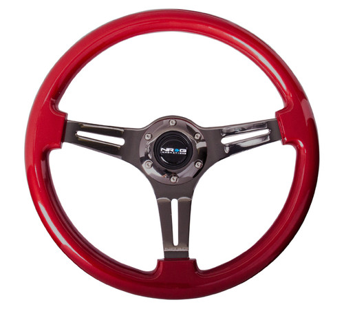 ST-015BK-RD Classic Wood Grain Wheel, 350mm, 3 spoke center in black - Red