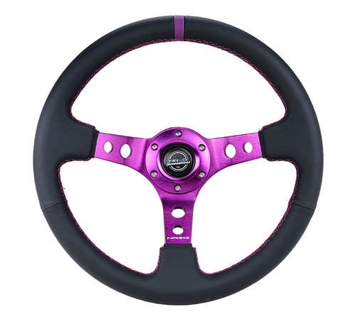 NRG 350mm Sport Steering Wheel (3" Deep) Purple w/ Purple  Center Marking