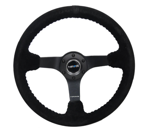 NRG Race Series Black Leather Sport Steering Wheel | MrSteeringWheel