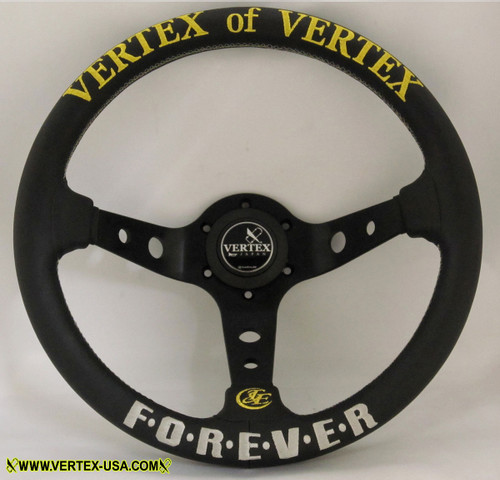 Vertex FOREVER 330mm Black Leather with Gold Stitch Steering Wheel