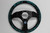 Vertex x Bowz Collaboration 325mm Black Leather Turquoise and Red Steering Wheel