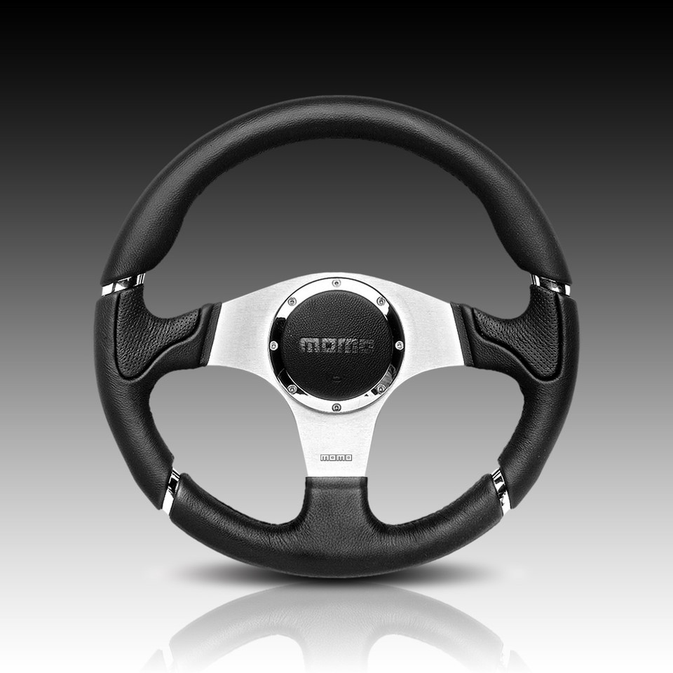 Momo Trek R Black With Chrome Steering Wheel 350mm main image 1