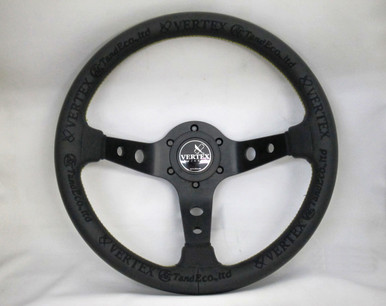 Vertex KING 330mm Black Leather Gold Stitch Steering Wheel