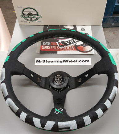 パーツ VERTEX 1996 GREEN Vertex 1996 Steering Wheel; Green; Perforated Leather; 350mm