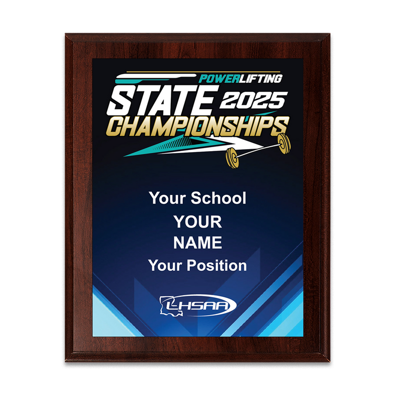 2025 LHSAA Powerlifting 8x10 Plaque