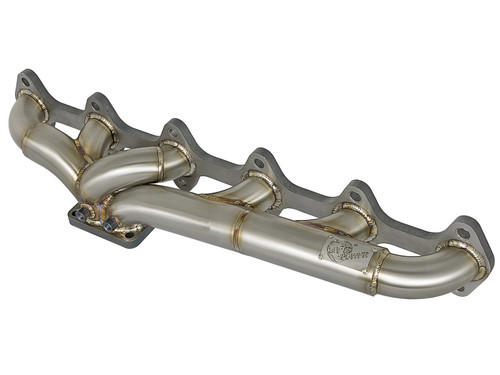 aFe Power Dodge Diesel Trucks 03-07 L6-5.9L td Twisted Steel 304 Stainless Steel Header w T4 Turbo Flange 48-32018