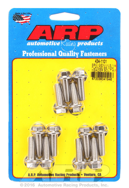 ARP Fastner SBC GENIII LS 1 4 flange SS hex header bolt kit 434-1101