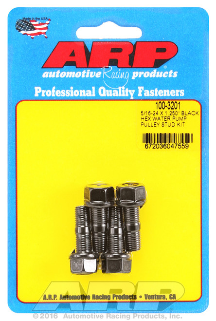 ARP Fastner 5 16-24 X 1.250 black hex water pump pulley stud kit 100-3201