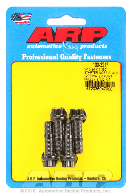 ARP Fastner 5 16-24 X 1.450 starter nose black 12pt water pump pulley stud kit 100-3217