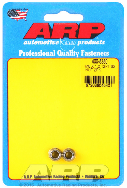ARP Fastner M6 X 1.00 (M8 wr) SS 12pt nut kit 400-8380