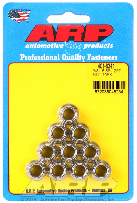 ARP Fastner 3 8-16 SS 12pt nut kit 401-8341