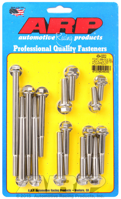 ARP Fastner Ford 289-302 SS hex aluminum water pump and front cover bolt kit 454-3202
