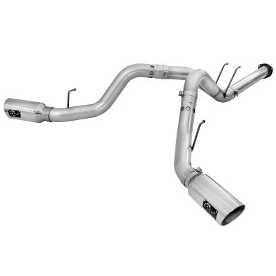 aFe Power Ford Diesel Trucks 11-14 V8-6.7L td ATLAS 4 IN Aluminized Steel DPF-Back Exhaust System wPolished Tip 49-03065-P